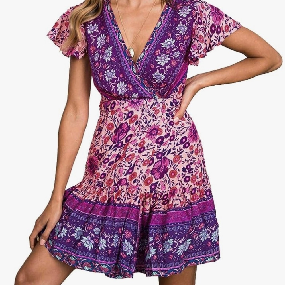 ZESICA Bohemian wrap dress, Size Small, NWT